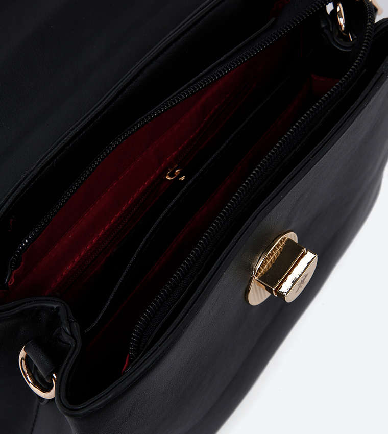Ladies Handbag With Handle And Detachable Shoulder Strap-Black