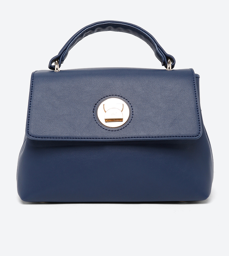 Ladies Handbag With Handle And Detachable Shoulder Strap-Blue