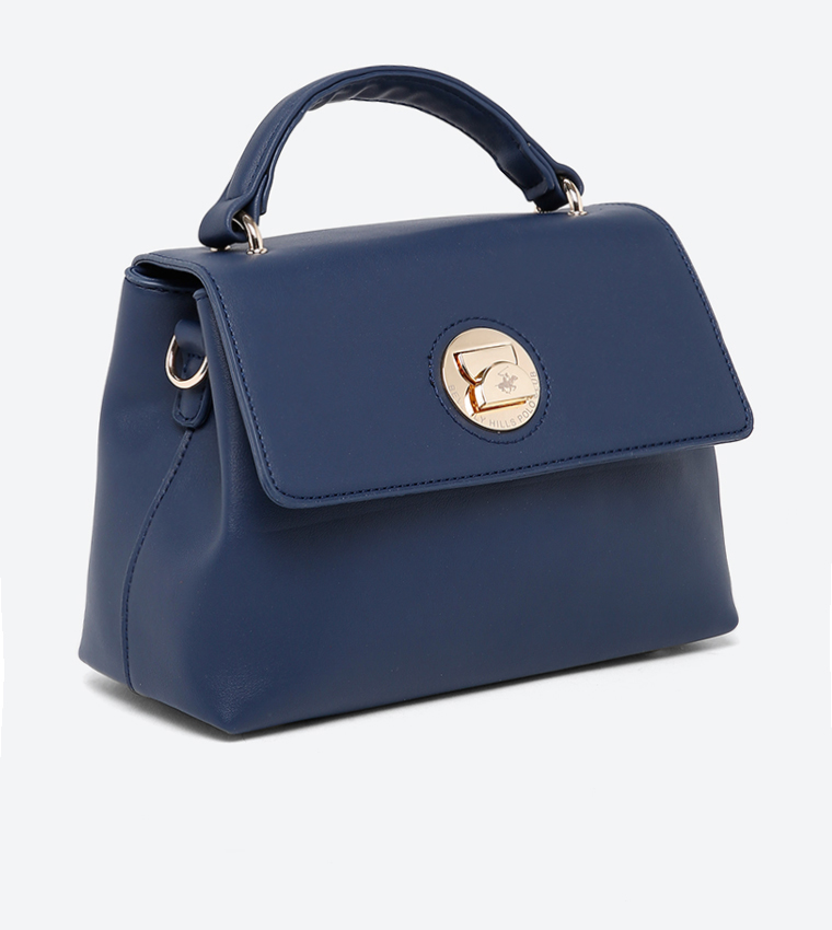 Ladies Handbag With Handle And Detachable Shoulder Strap-Blue