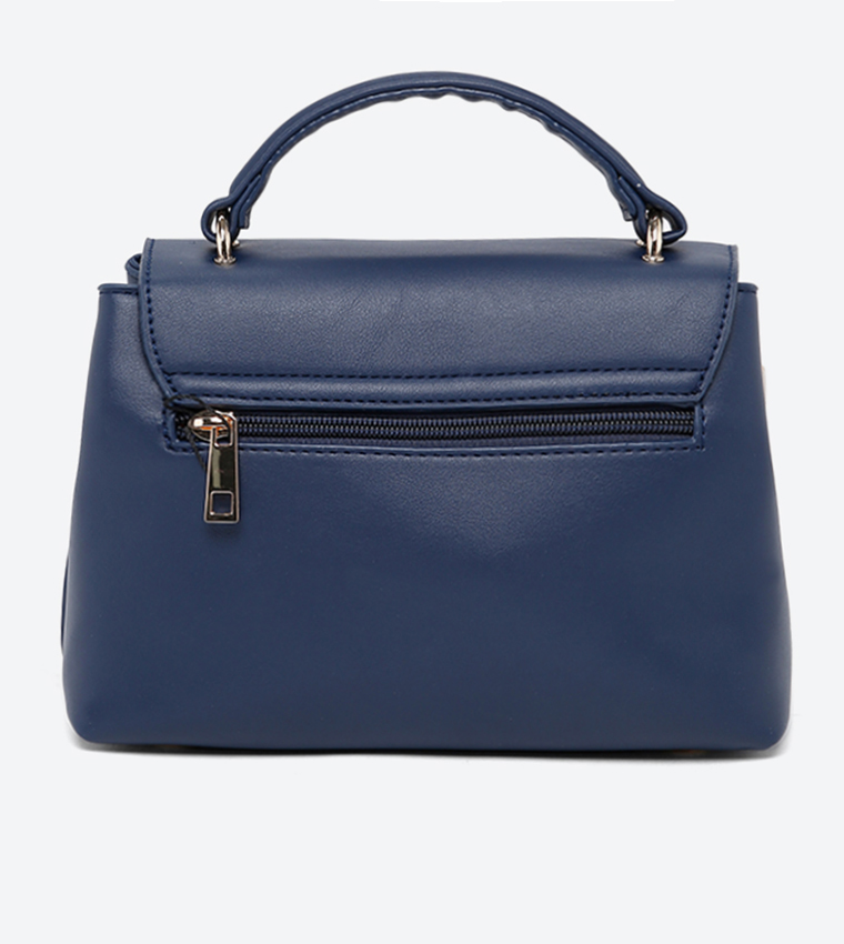 Ladies Handbag With Handle And Detachable Shoulder Strap-Blue