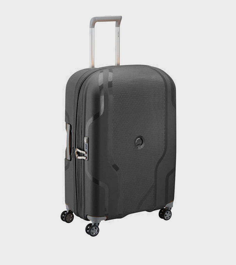 CLAVEL Hardcase 4 Double Wheel Expandable Cabin Luggage Trolley Bag, 55cm
