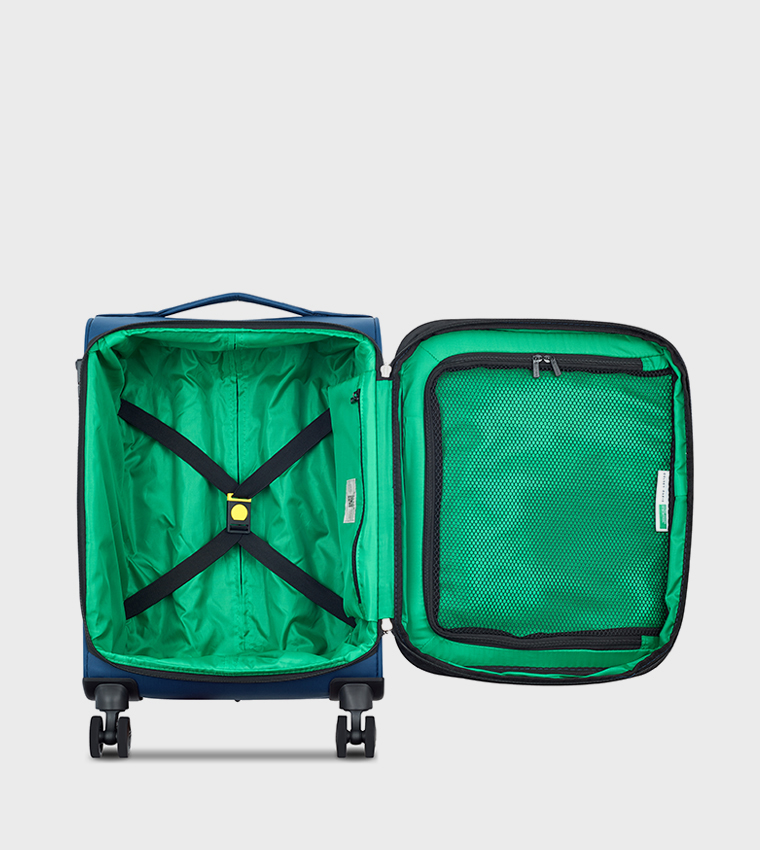 COLOR BLOCK Softside 4 Double Wheel Expandable Cabin Luggage Trolley Bag, 55cm