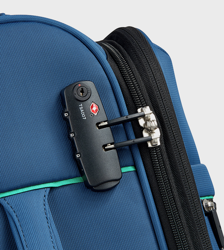 COLOR BLOCK Softside 4 Double Wheel Expandable Cabin Luggage Trolley Bag, 55cm