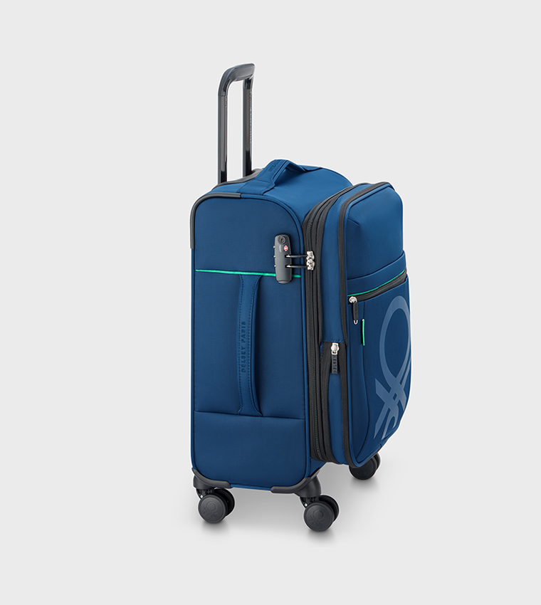 COLOR BLOCK Softside 4 Double Wheel Expandable Cabin Luggage Trolley Bag, 55cm