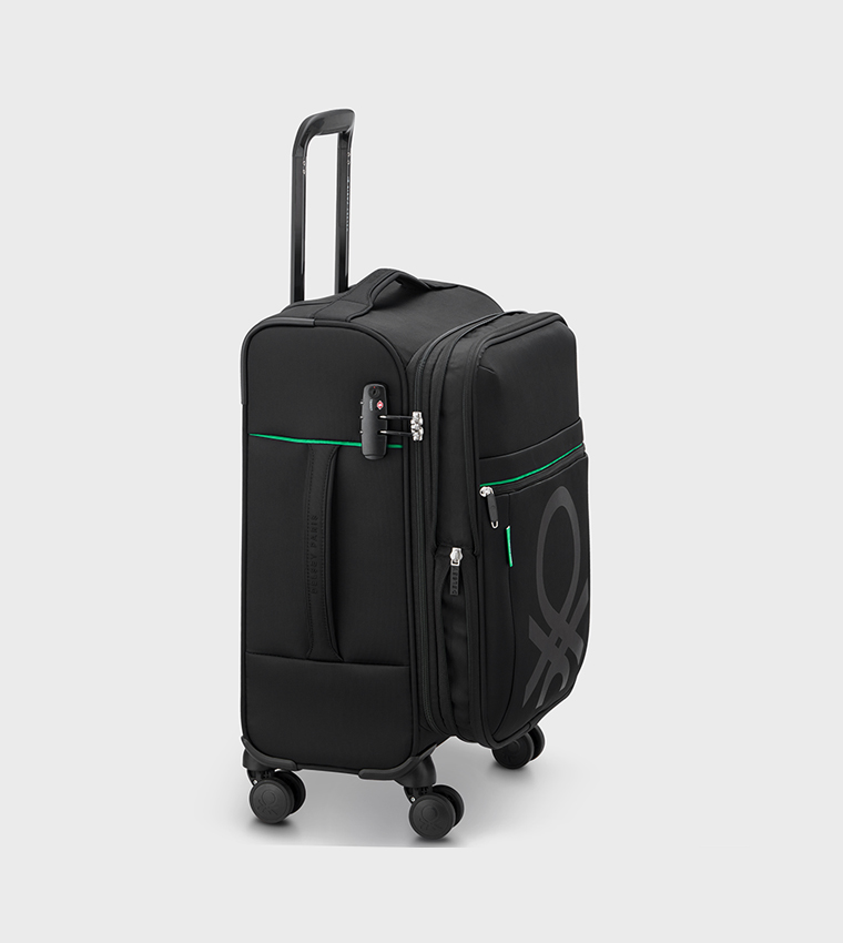 COLOR BLOCK Softside 4 Double Wheel Expandable Cabin Luggage Trolley Bag, 55cm