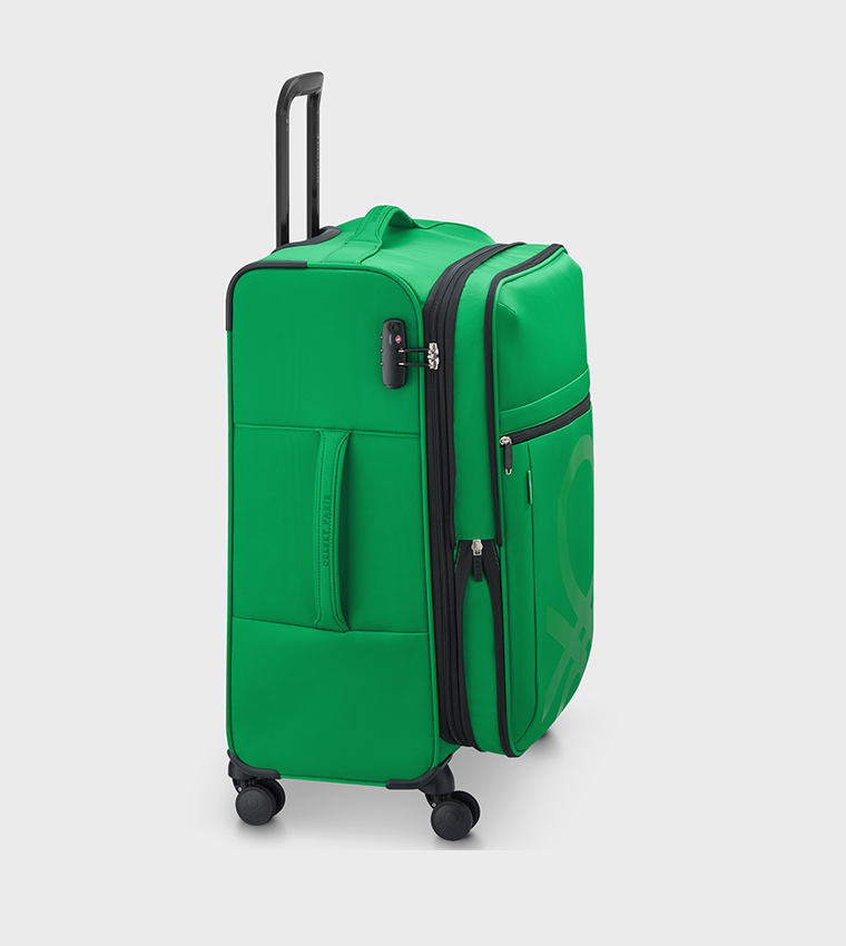 COLOR BLOCK Softside 4 Double Wheel Expandable Check-In Luggage Trolley Bag, 69cm