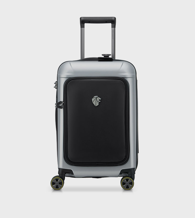 PEUGEOT VOYAGES Zip Hardcase 4 Double Wheel Business Cabin Luggage Trolley Bag, 55cm