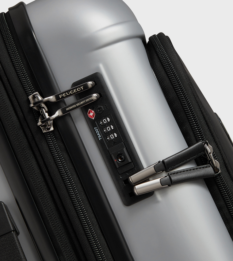 PEUGEOT VOYAGES Zip Hardcase 4 Double Wheel Business Cabin Luggage Trolley Bag, 55cm