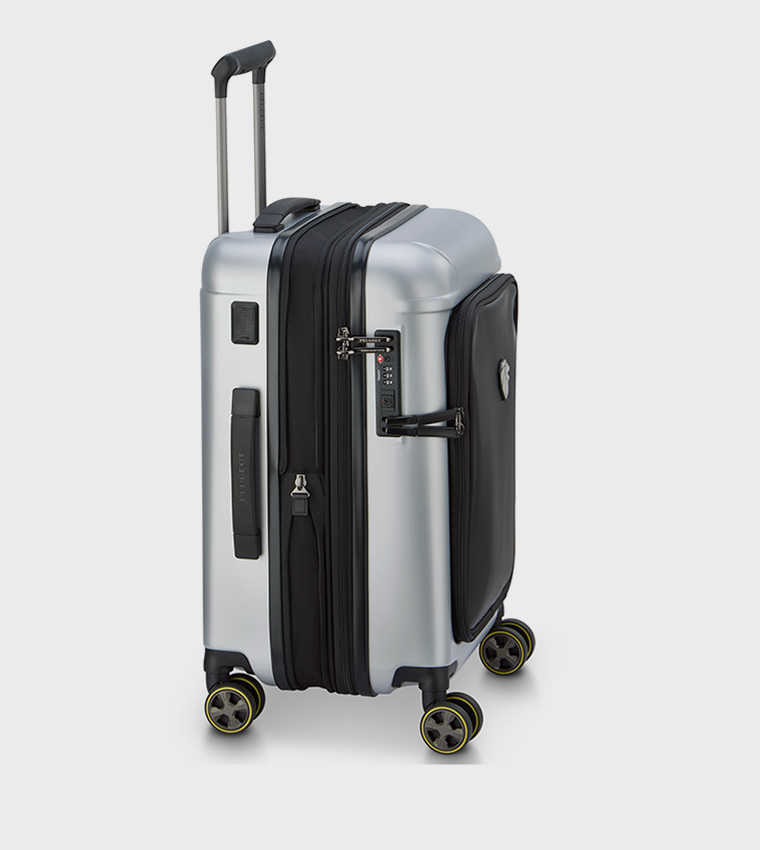 PEUGEOT VOYAGES Zip Hardcase 4 Double Wheel Business Cabin Luggage Trolley Bag, 55cm