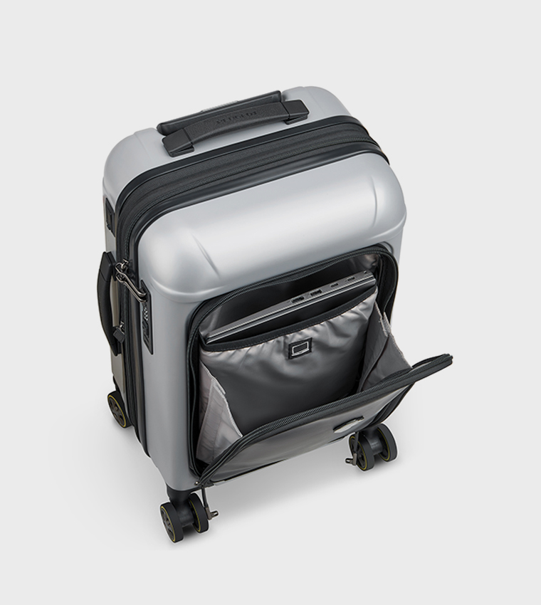 PEUGEOT VOYAGES Zip Hardcase 4 Double Wheel Business Cabin Luggage Trolley Bag, 55cm