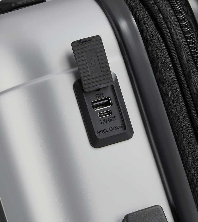PEUGEOT VOYAGES Zip Hardcase 4 Double Wheel Business Cabin Luggage Trolley Bag, 55cm