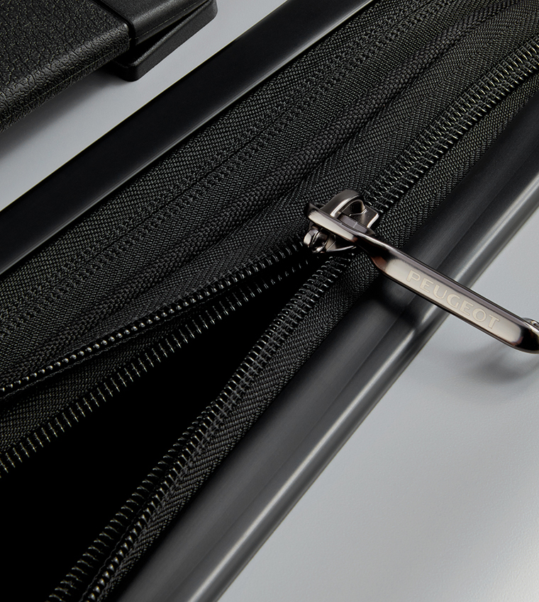 PEUGEOT VOYAGES Zip Hardcase 4 Double Wheel Business Cabin Luggage Trolley Bag, 55cm