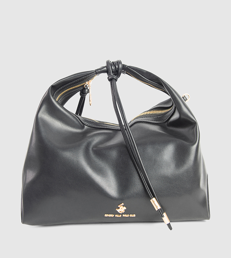 Textured Zip-Closure Hobo Bag