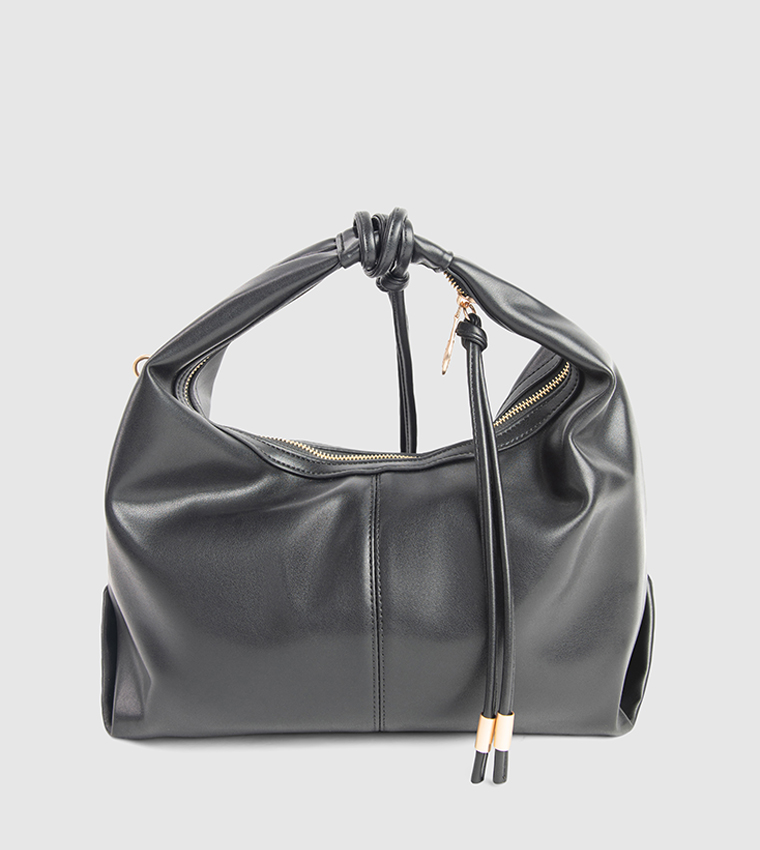 Textured Zip-Closure Hobo Bag