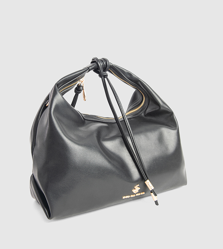 Textured Zip-Closure Hobo Bag