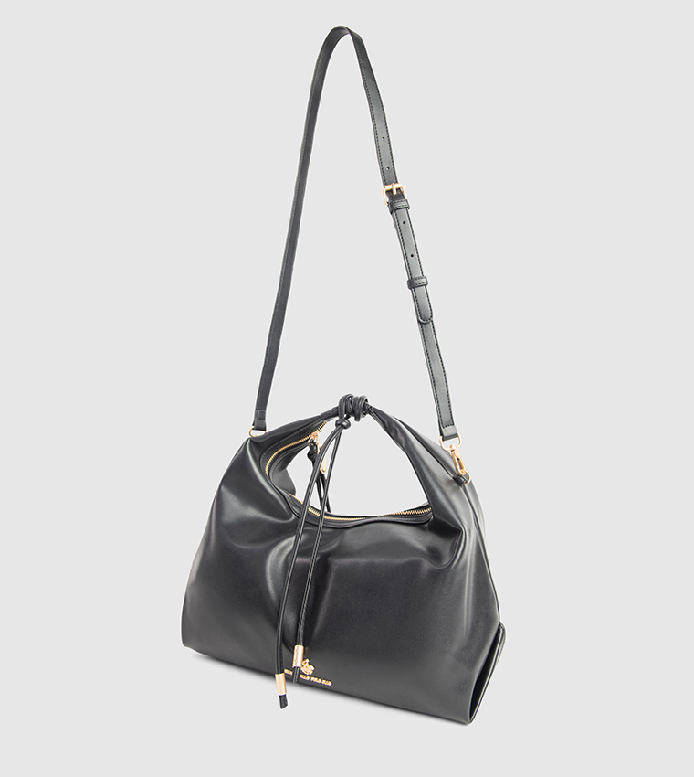 Textured Zip-Closure Hobo Bag