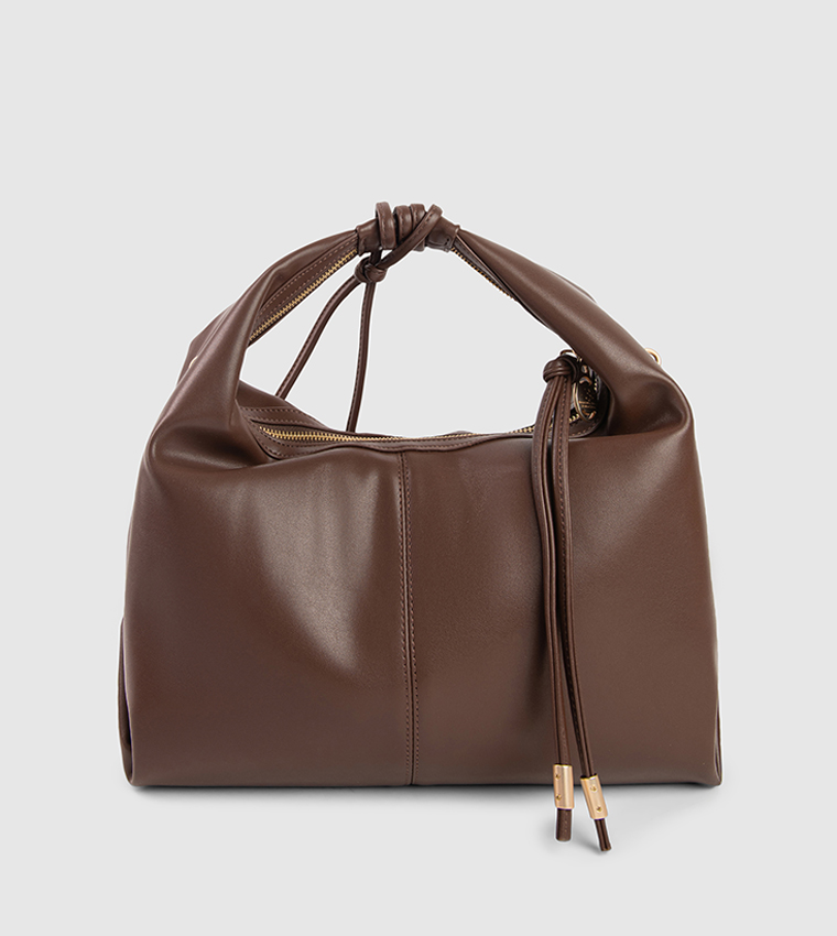 Textured Zip-Closure Hobo Bag