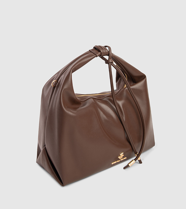 Textured Zip-Closure Hobo Bag