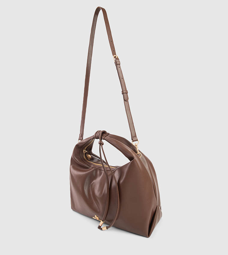 Textured Zip-Closure Hobo Bag