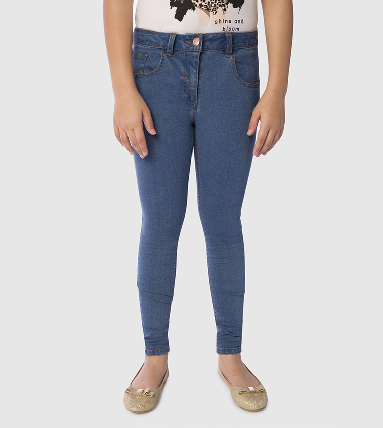 Buy R&B Blue Girls 8 14 Denim Basic Pant In Blue | 6thstreet Kuwait