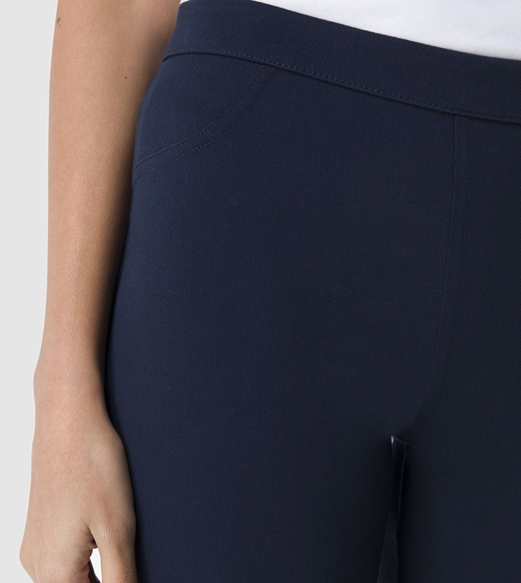 Shop Navy Blue Core Knit Bottom Basic For Ladies Online
