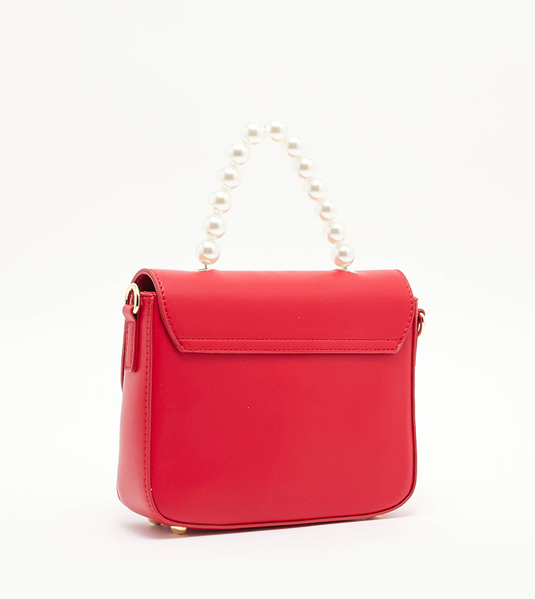 Logo Detail Pearl Top Handle Crossbody Bag