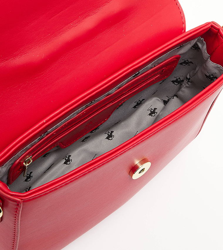 Logo Detail Pearl Top Handle Crossbody Bag