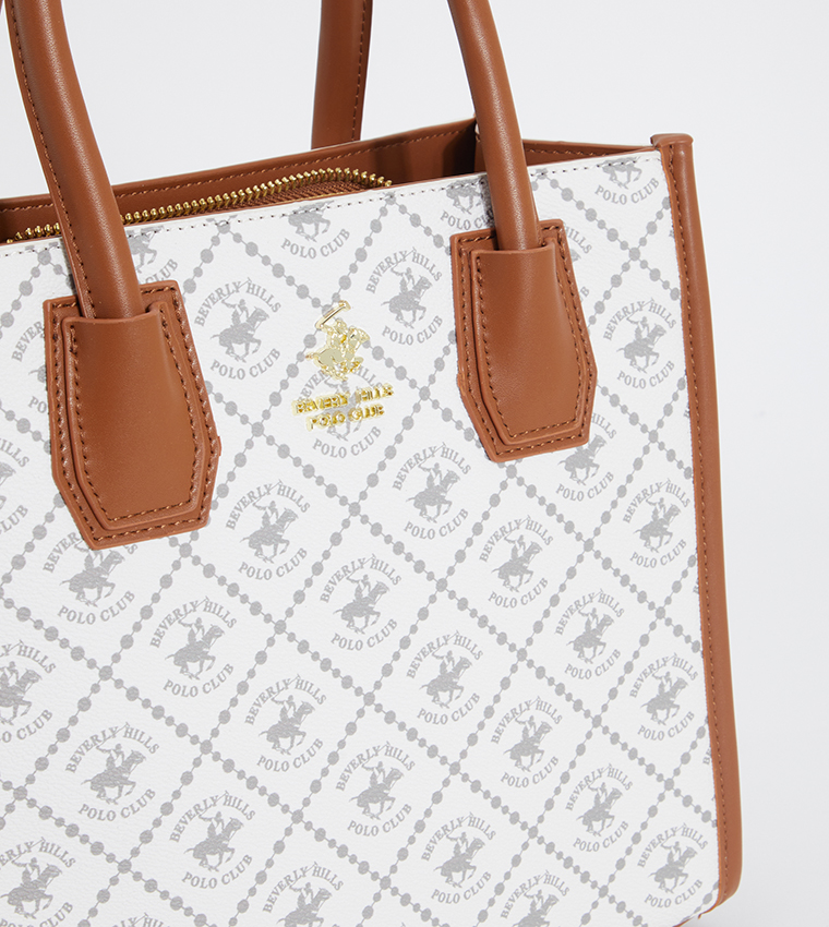 Buy Beverly Hills Polo Club Logo Patterned Tote Bag In White