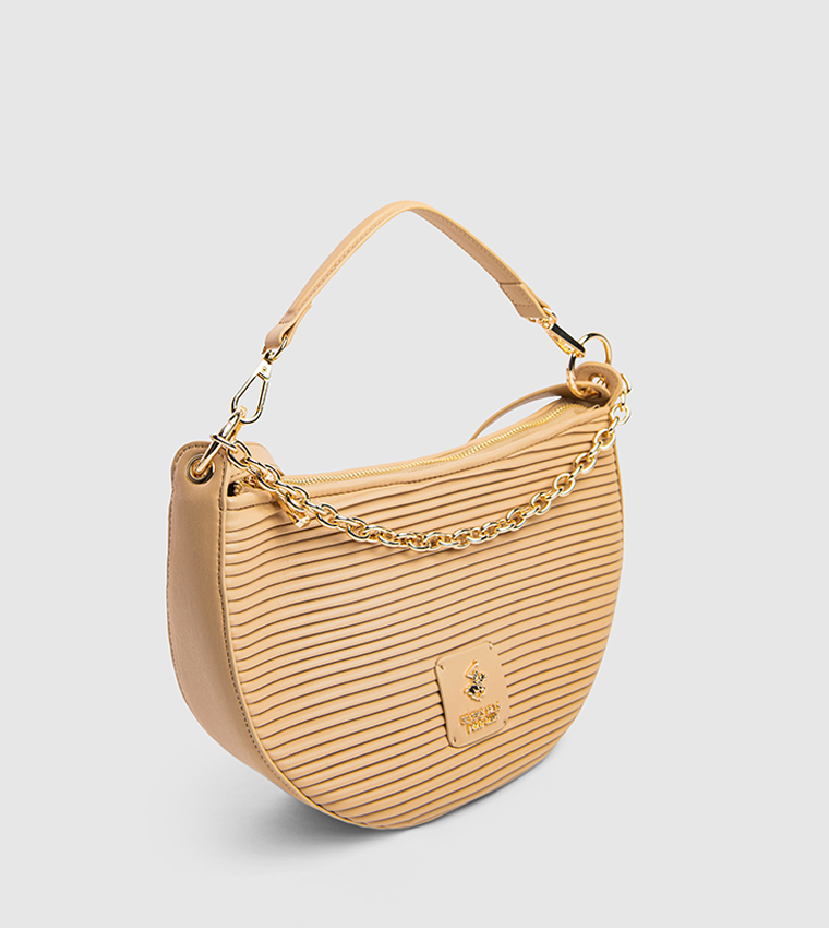 Textured Chain-Link Shoulder Bag