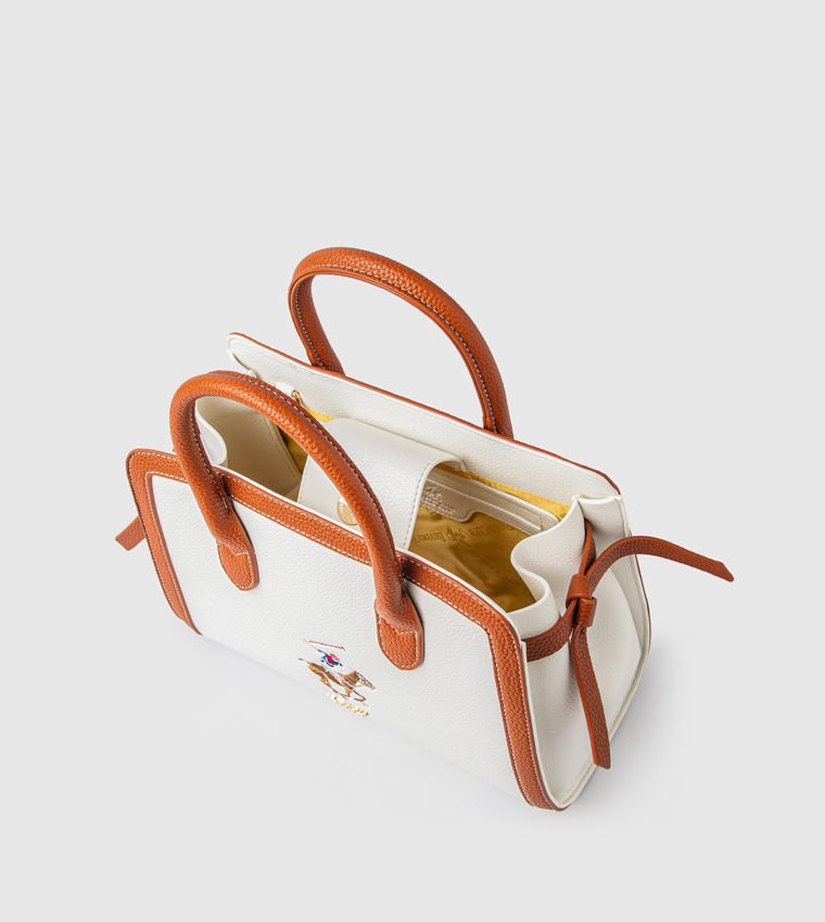 Contrast Trim Satchel Bag
