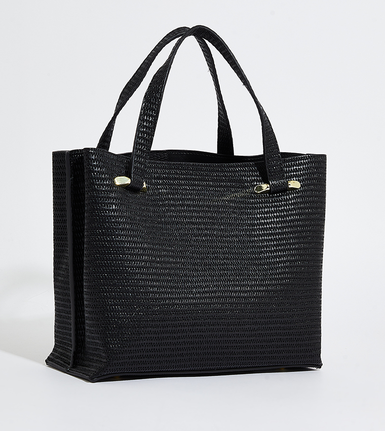 Logo Metal Straw Tote Bag