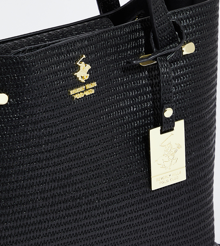 Logo Metal Straw Tote Bag