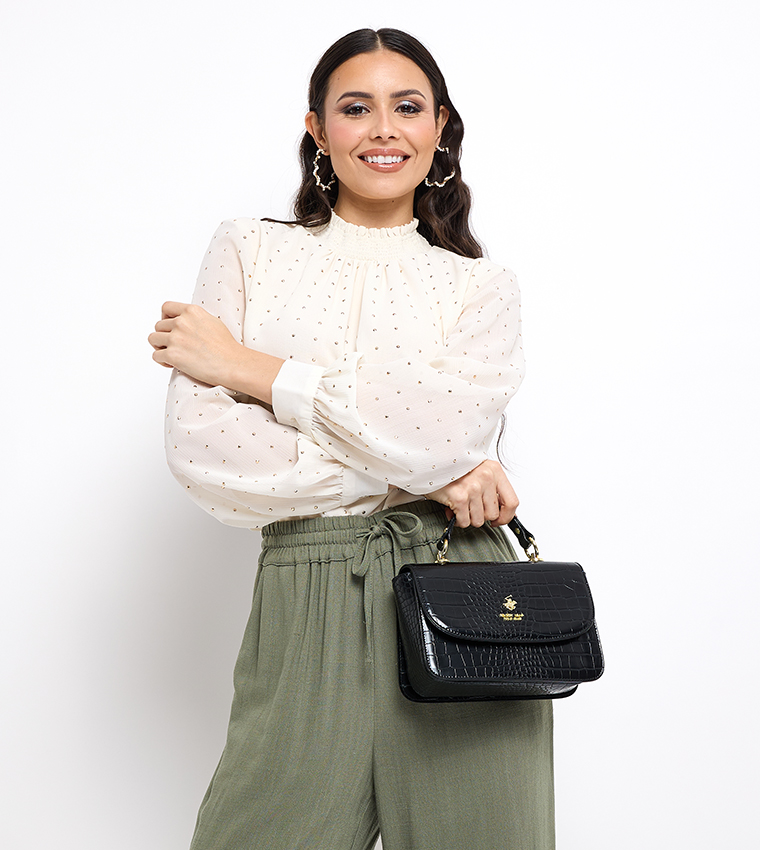 Textured Satchel Bag