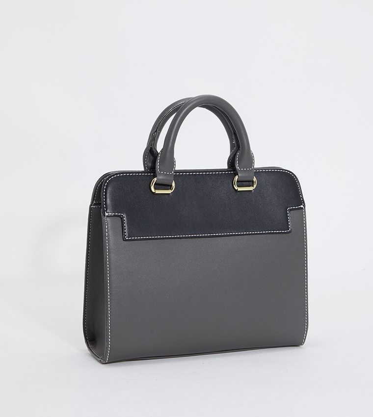 Color Block Logo Detail Satchel Bag