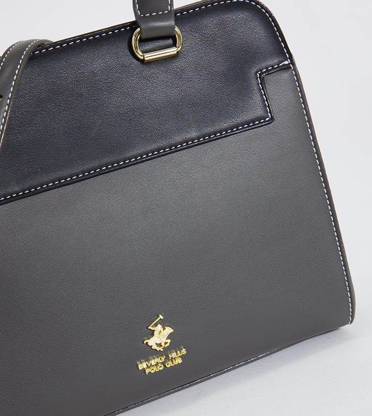 Color Block Logo Detail Satchel Bag