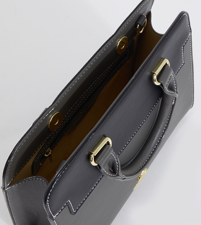 Color Block Logo Detail Satchel Bag