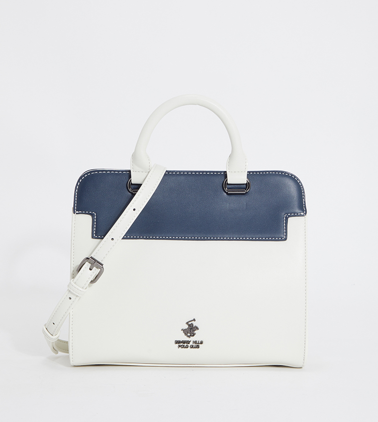 Color Block Logo Detail Satchel Bag