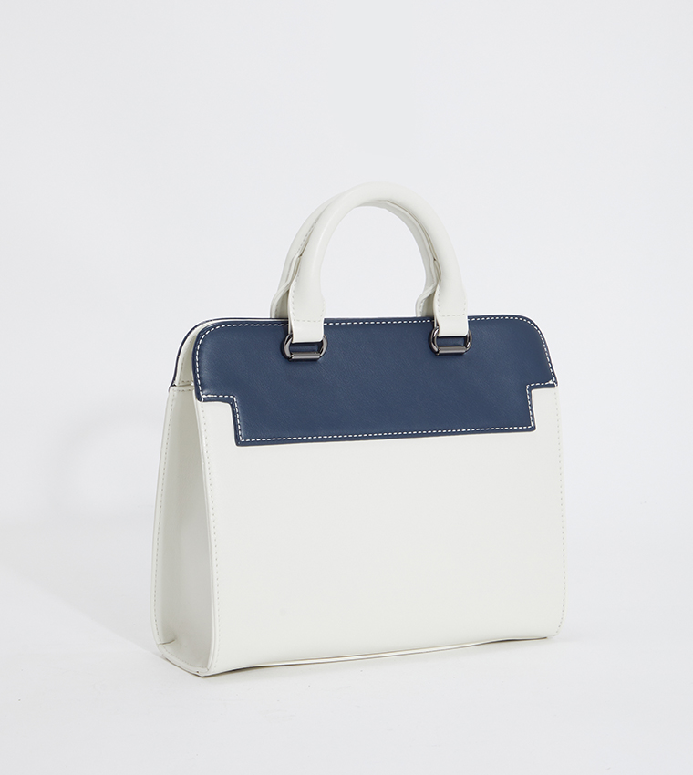Color Block Logo Detail Satchel Bag