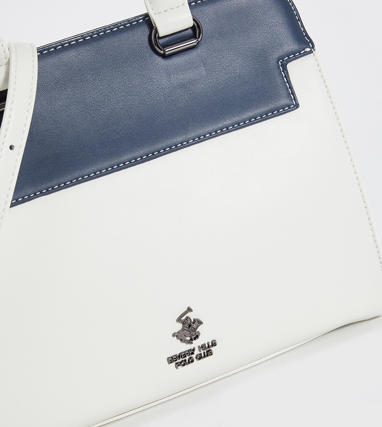 Color Block Logo Detail Satchel Bag