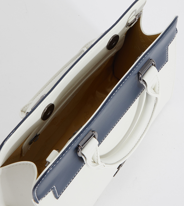 Color Block Logo Detail Satchel Bag