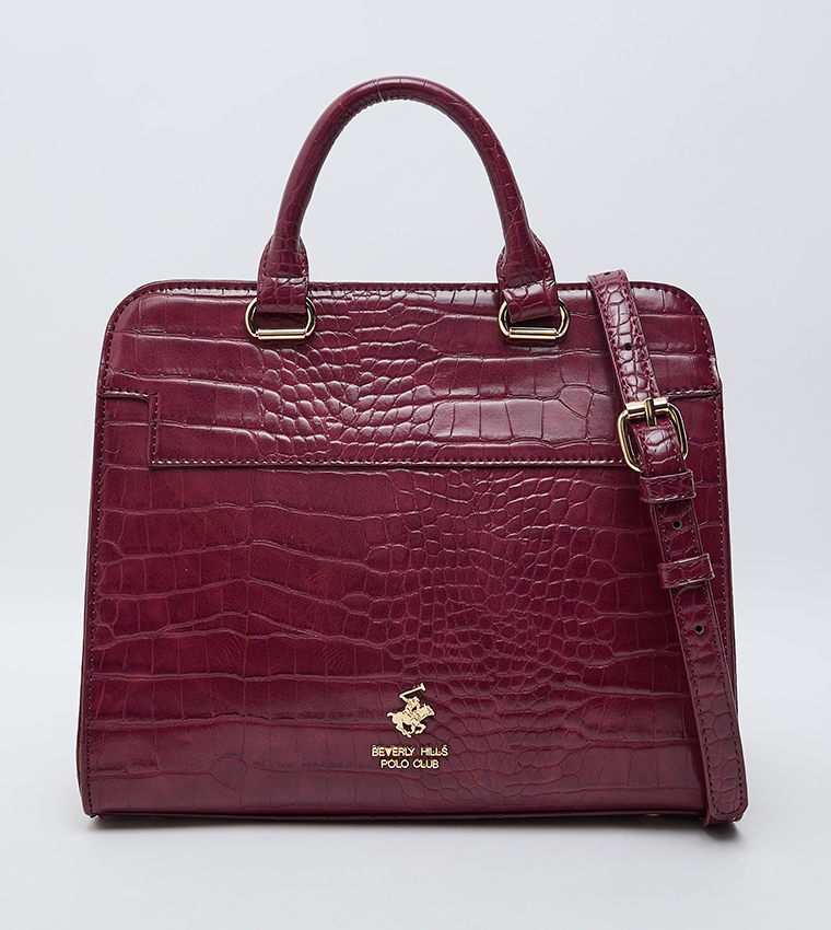 Croc Textured Satchel Bag