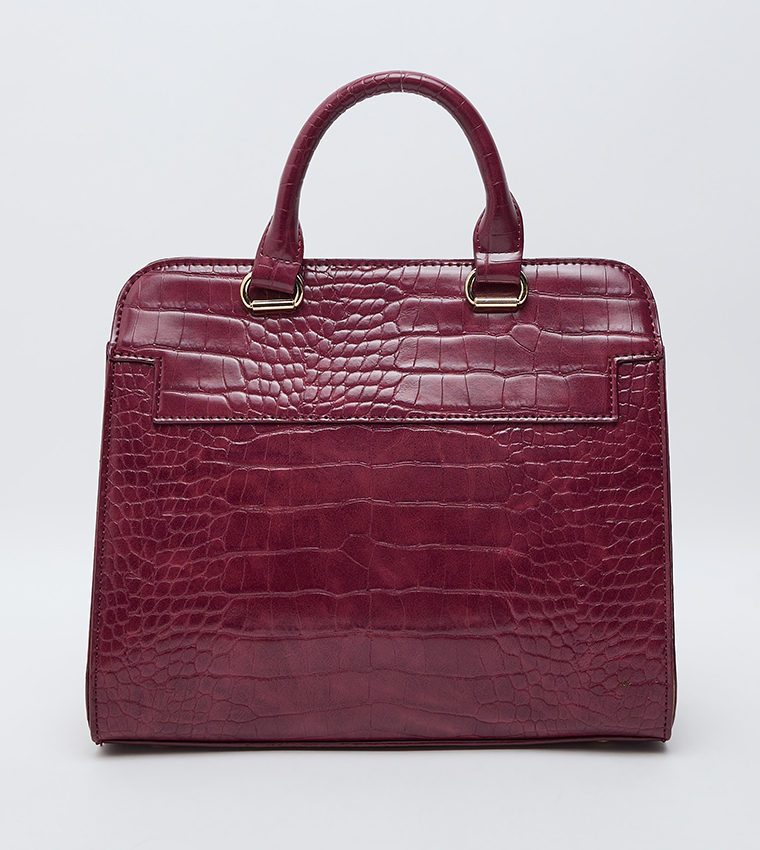 Croc Textured Satchel Bag