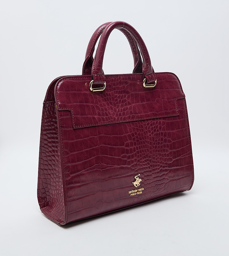 Croc Textured Satchel Bag