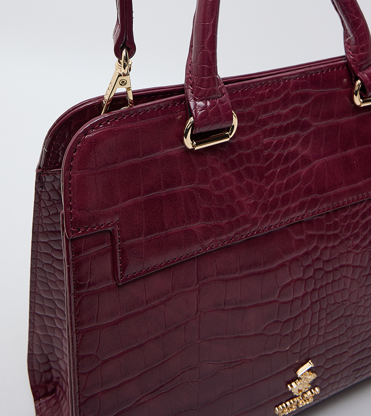 Croc Textured Satchel Bag