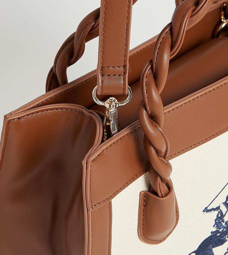 Logo Embroidered Satchel Bag