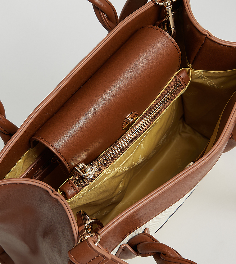 Logo Embroidered Satchel Bag