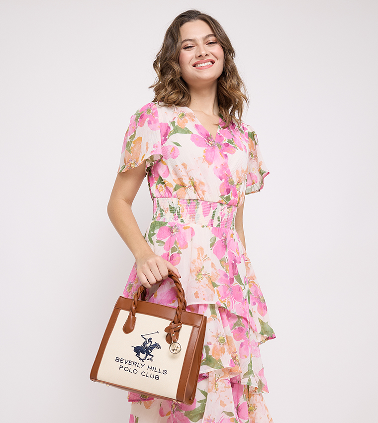 Logo Embroidered Satchel Bag