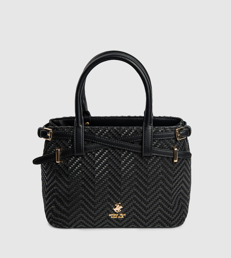 Logo Detail Braided Satchel Bag
