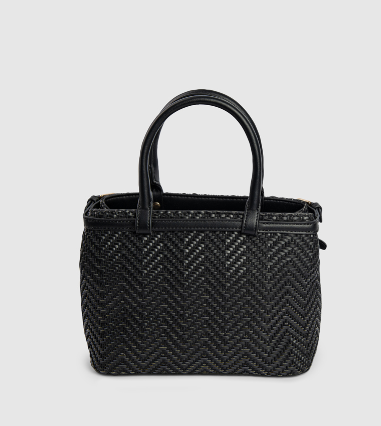 Logo Detail Braided Satchel Bag