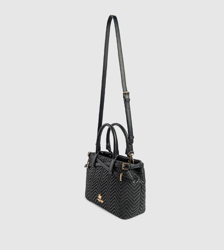 Logo Detail Braided Satchel Bag
